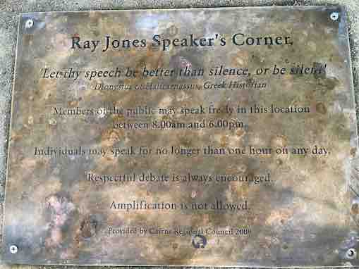 Ray Jones Speaker's Corner plaque