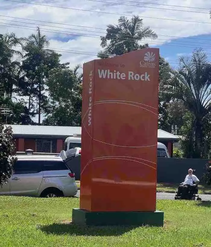 White Rock Cairns sign